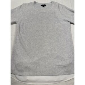 SWEATER  Women's MEDIUM GRAY TEXTURED Layered Long Sleeve PULLOVER SHIRT